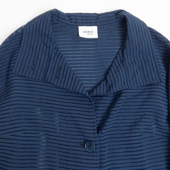 Akris Punto Navy Sheer Striped Blazer Jacket Silk Blend - Picture 5 of 16